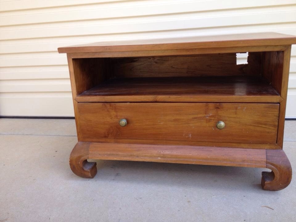 Old TV Stand Repurposed into a Bench Seat with Storage ...