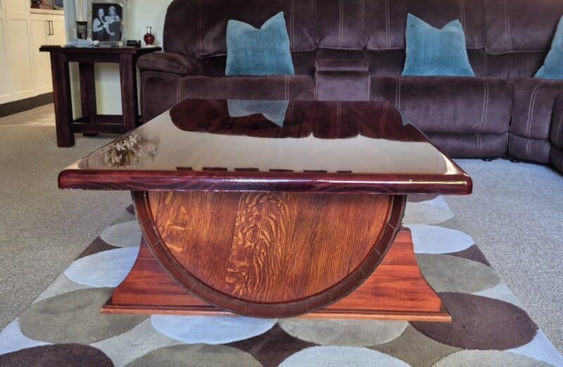 Finished wine barrel coffee table with perfect finish
