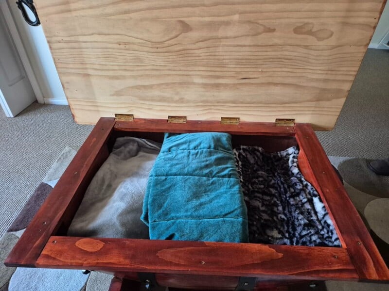 Blanket storage inside coffee table