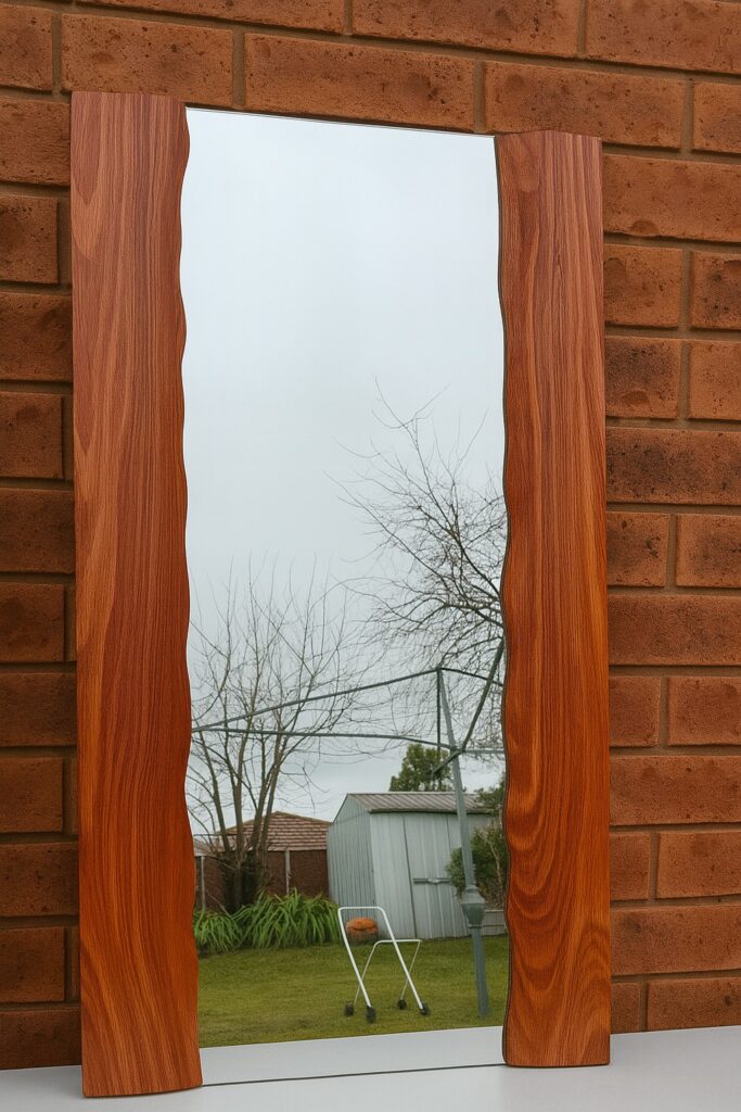 Live edge mirror against the wall