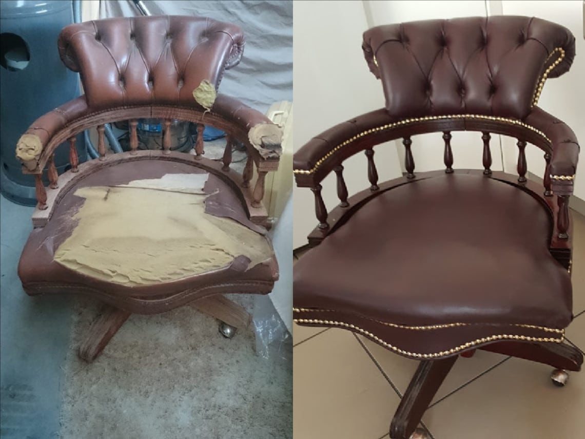 Restoration of Captain's Chair Unique Creations By Anita