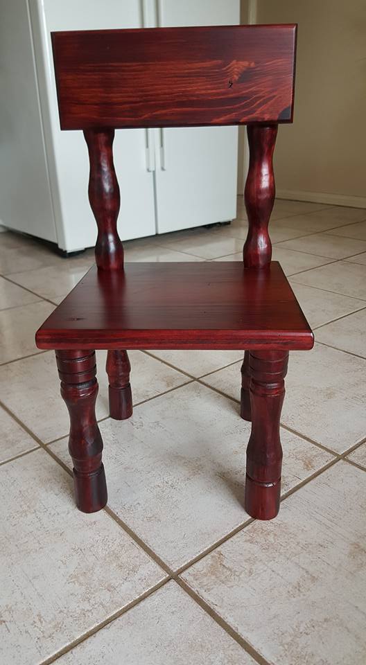 Toddler chair made from recycled materials.
