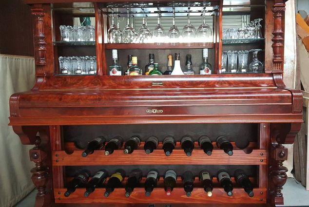 How to repurpose an old piano into a bar/ drinks cabinet