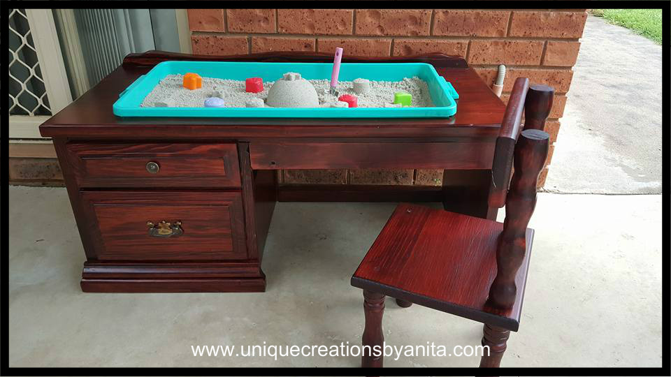 How to repurpose an old desk into a Sandpit