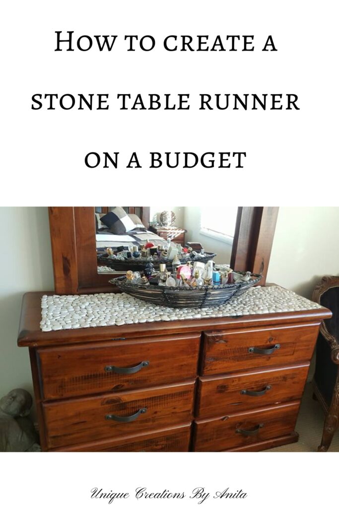 Pinterest pin for DIY pebble table runner