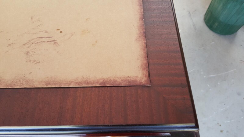 Desk with dark mahogany stain added.