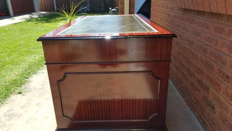 Complete desk outside showing rich colour and beautiful varnish finish. 
