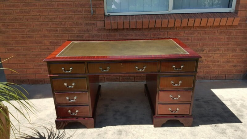 Complete desk outside showing rich colour.