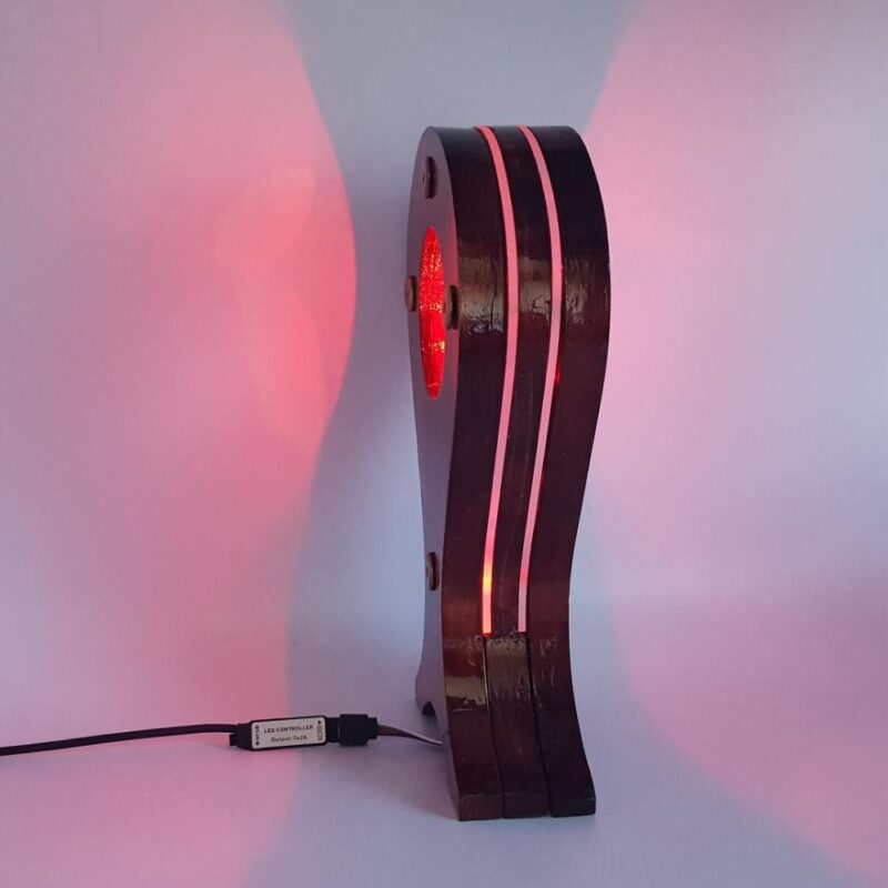 LED headphone stand side view of perspex with lights
