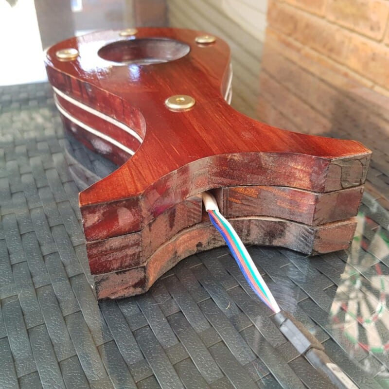 view of bottom showing wires