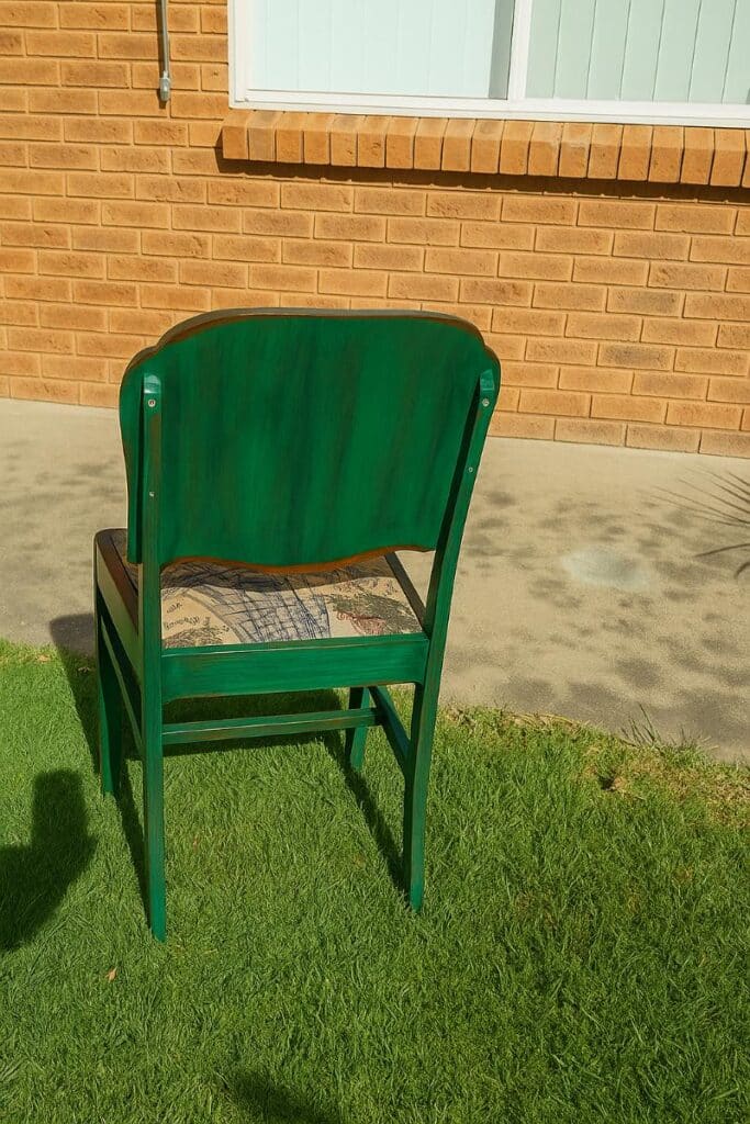 Back of chair with Unicorn Spit makeover.