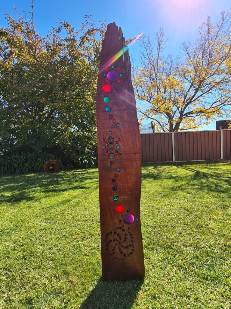 Completed suncatcher outside in the sun