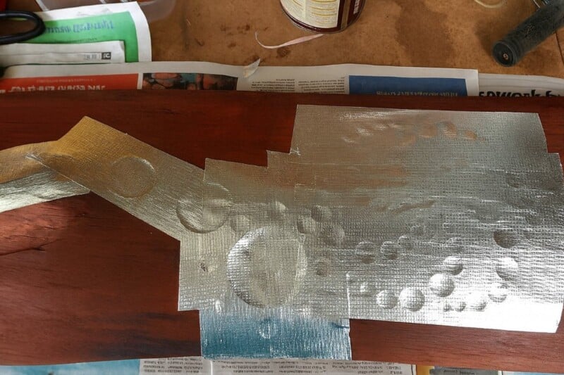 suncatcher taped with foil tape to hold resin