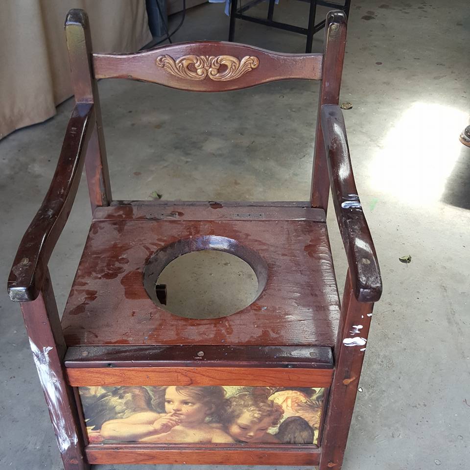 Antique Commode Chair Restored and Repurposed into a Feature Chair