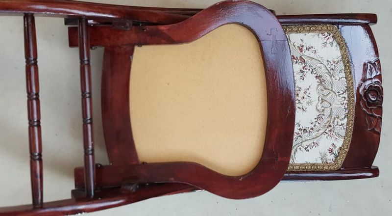 View from the bottom of the rocking chair seat repair.