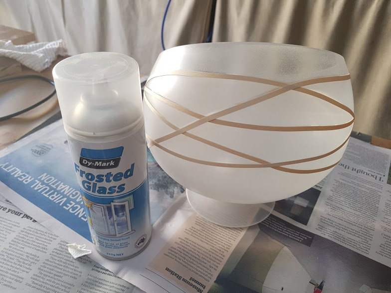 Bowl sprayed with frosted glass spray paint
