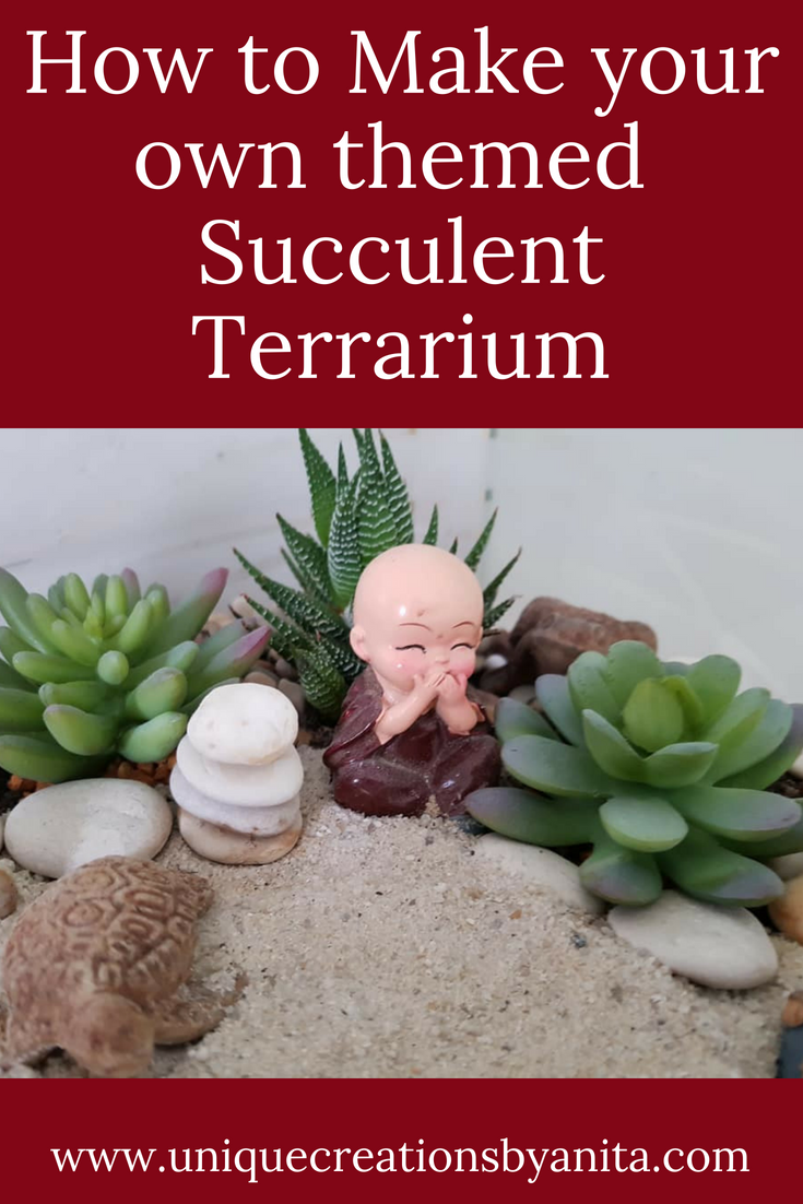 Themed succulent terrarium