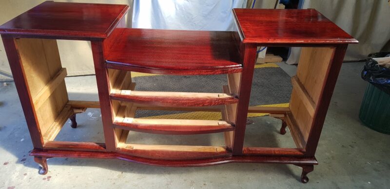 Dresser frame after stain and varnish applied