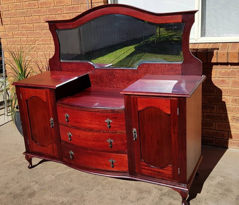 Final restored dresser with mahogany finish