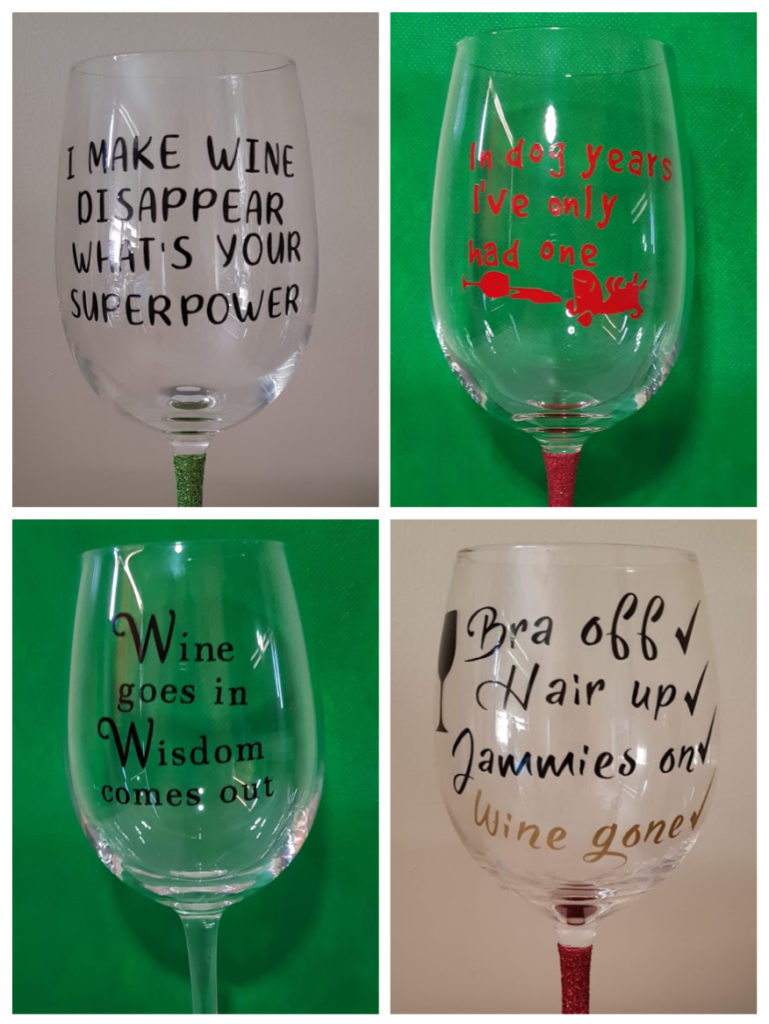 Custom Made Glitter Wine Glasses Using Cricut Unique