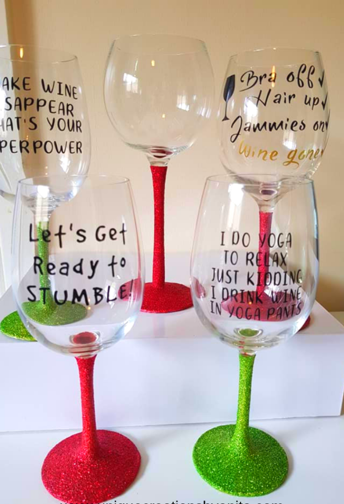 Custom Made Glitter Wine Glasses Using Cricut Unique Creations By Anita 5733