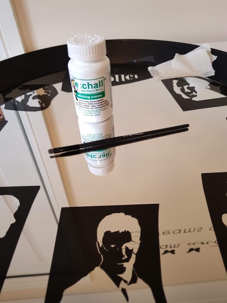 Use etching cream with a paint brush