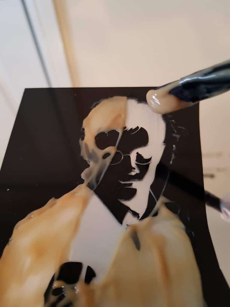 removing etching cream with brush