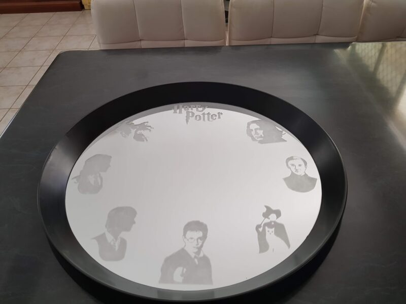 Finished Harry Potter etched mirror etching cream removed