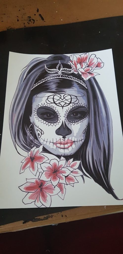 Image a lady sugar skull on waterslide paper
