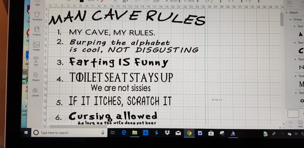 Design the sign in Cricut design space