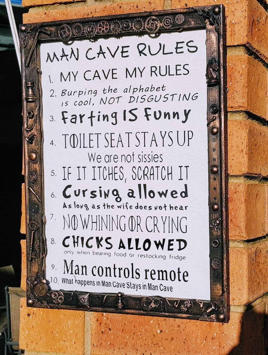 Canvas man shed sign