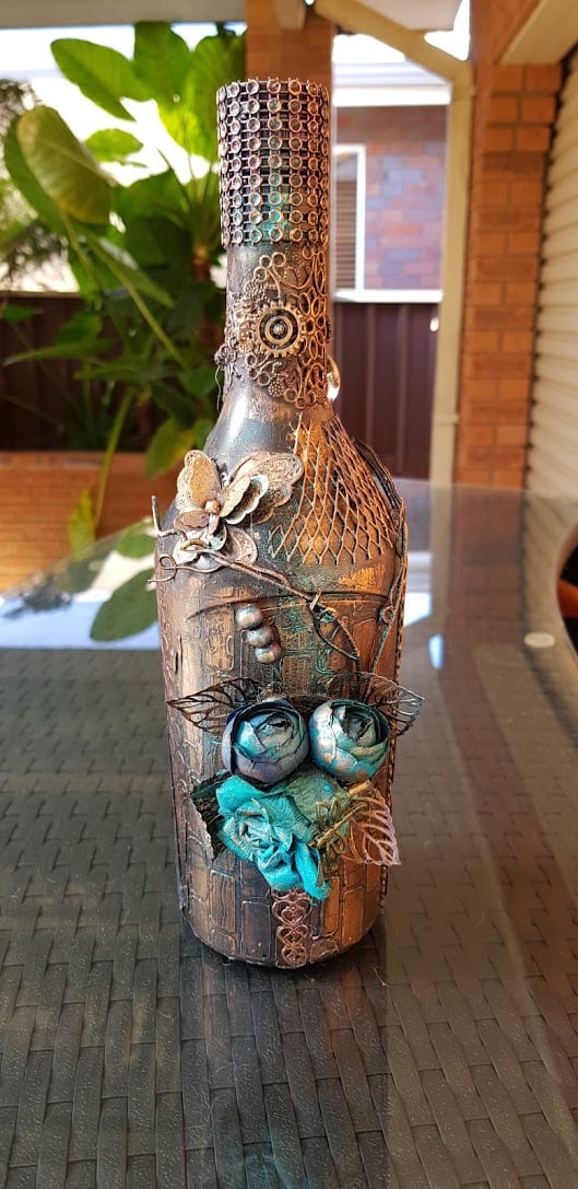 Painted wine bottle