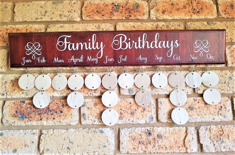 Finished wooden disc birthday calendar