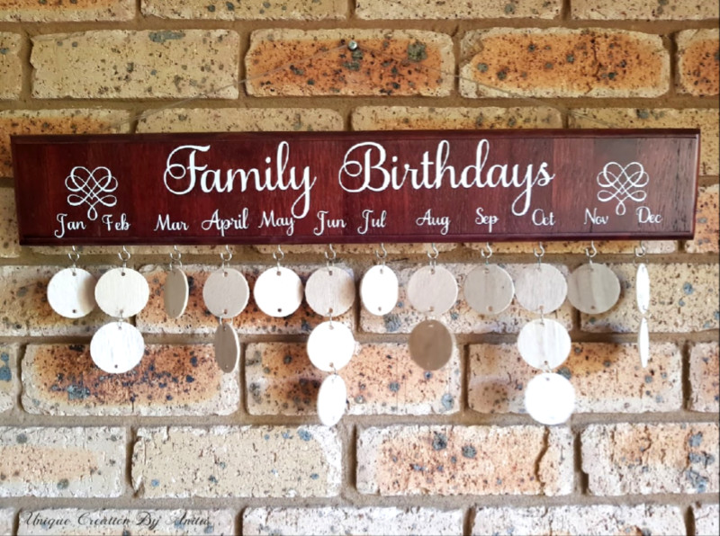 Wooden Disc Birthday Calendar - Unique Creations By Anita