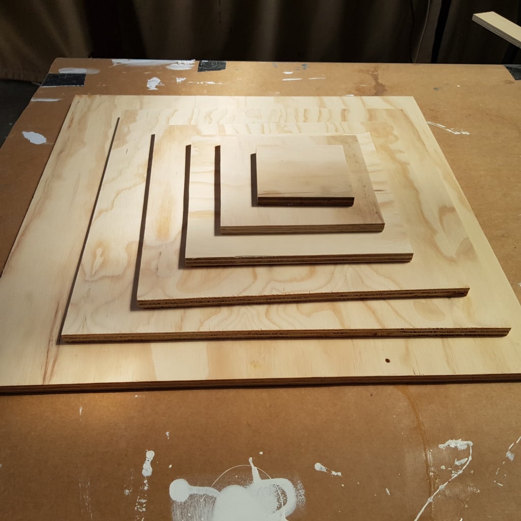 Cutting shelf plywood squares
