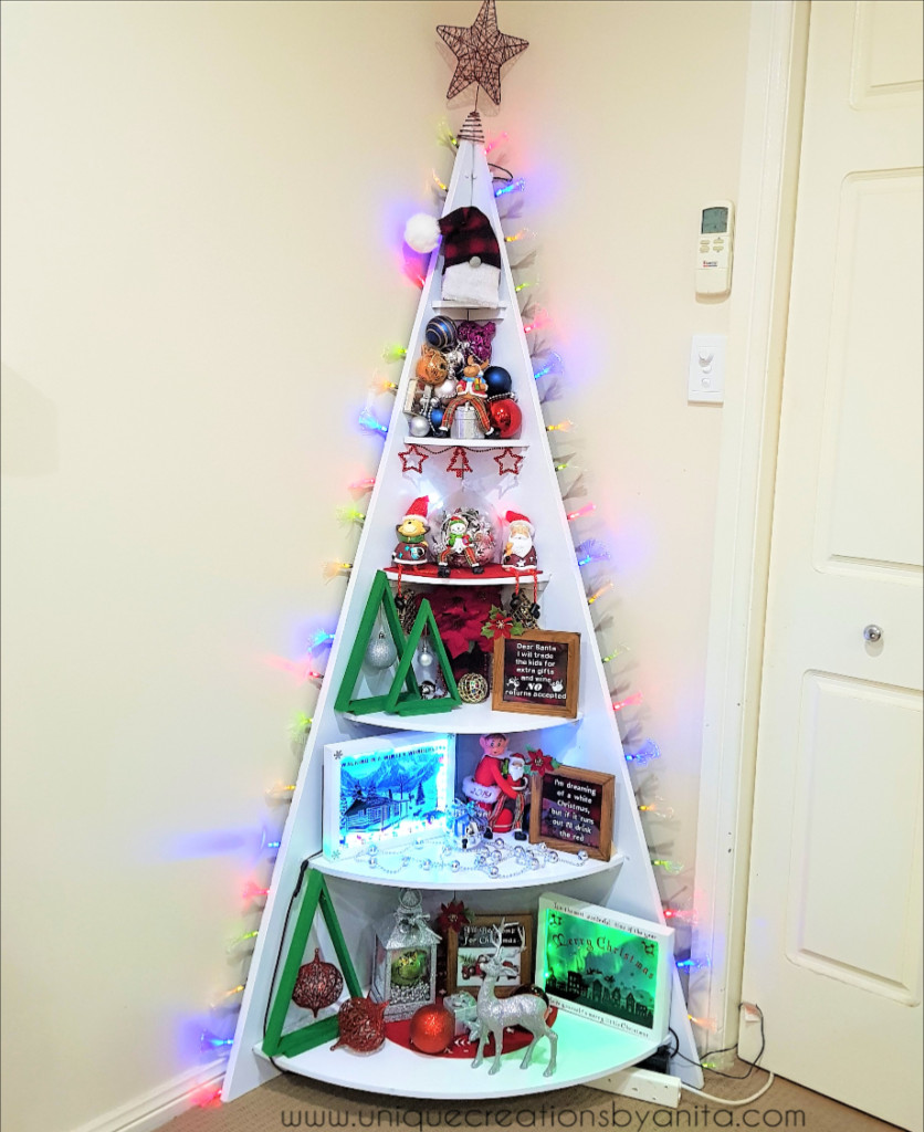 Corner Christmas tree shelf