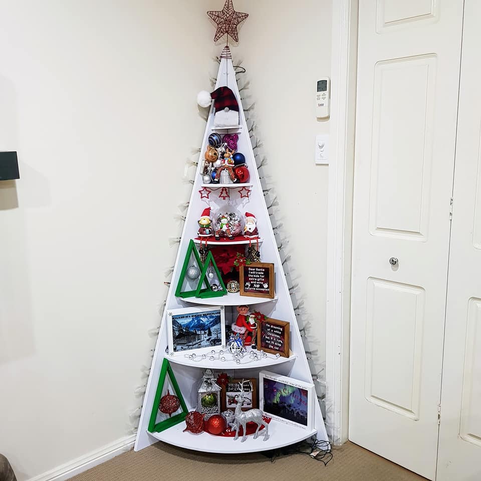 Corner Christmas tree shelf
