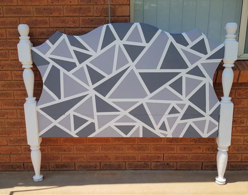 Old headboard gets geometric makeover