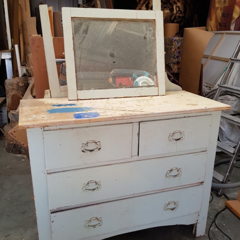Dresser repair and geometric painting