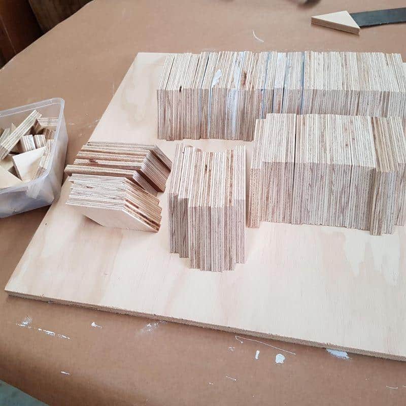 Lots of cut pieces ready for barn quilt 