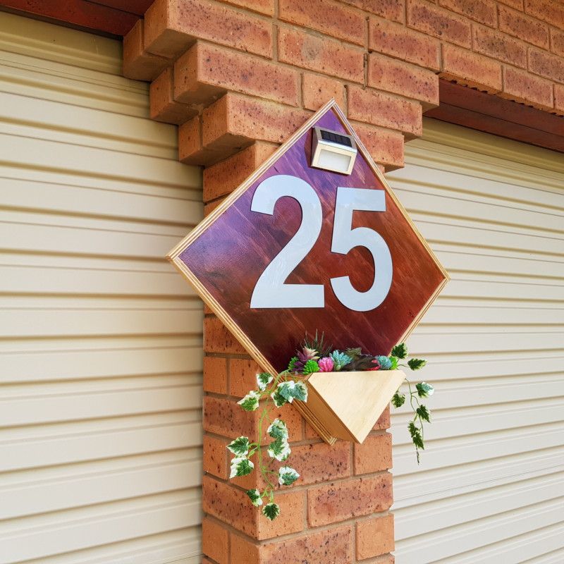 Diy house number with flower box