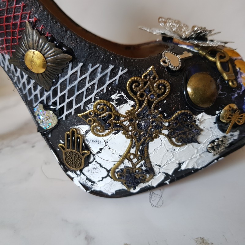 Decorated mixed media shoes