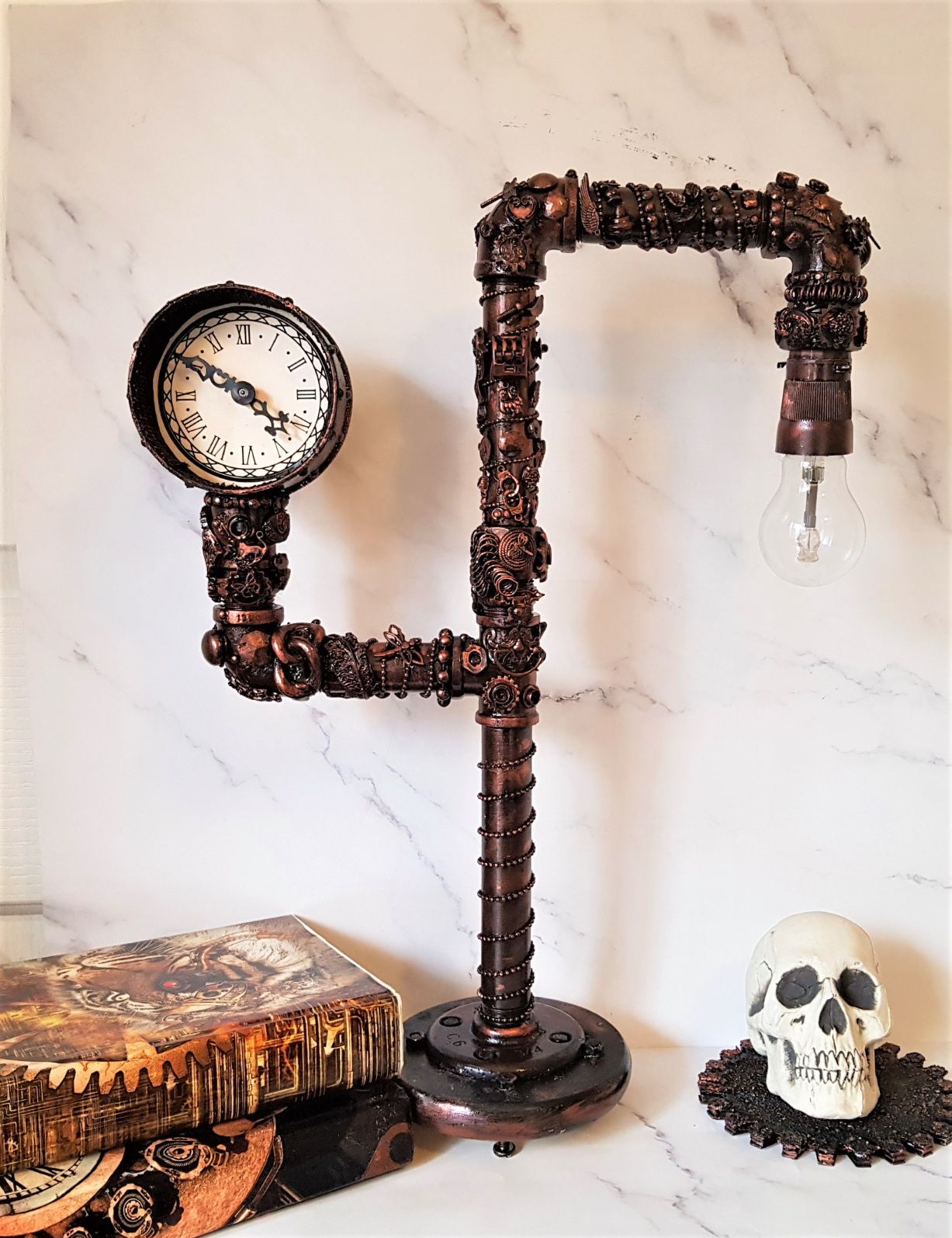 Mixed media steampunk lamp