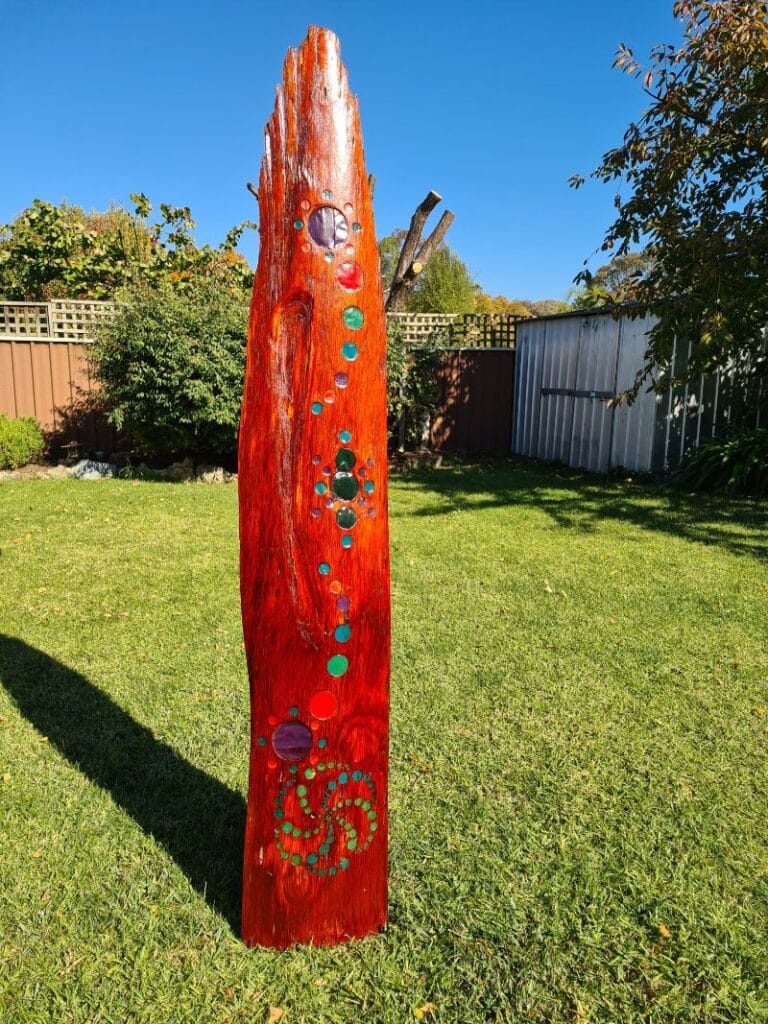 Wooden suncatcher with coloured resin inlays