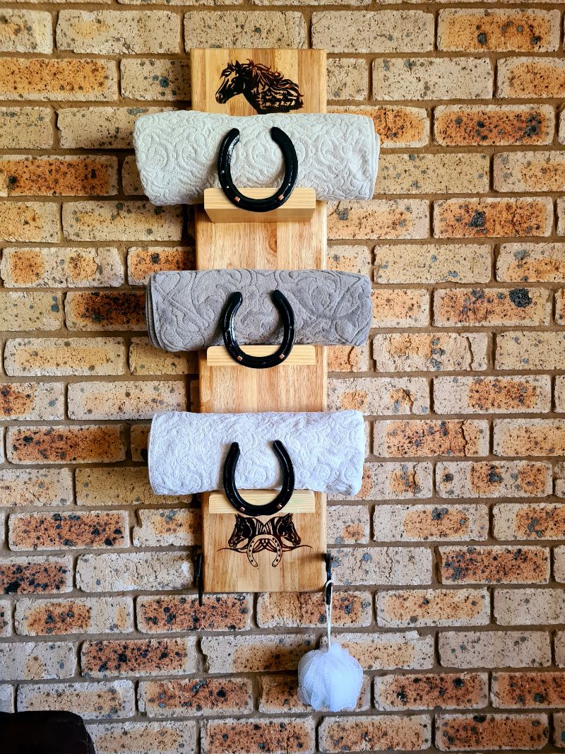 Handmade wooden towel rack