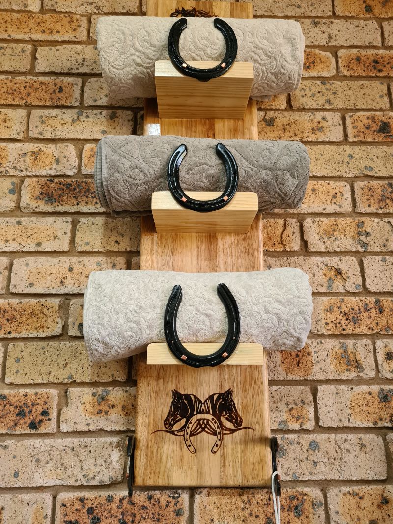 Handmade wooden towel rack