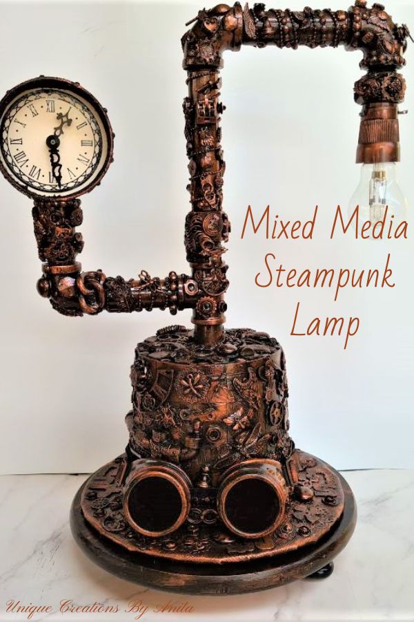 Mixed media Steampunk Lamp