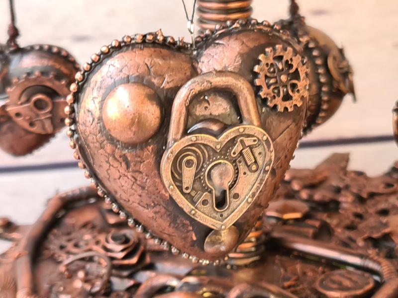 DIY steampunk bauble- heart with gear