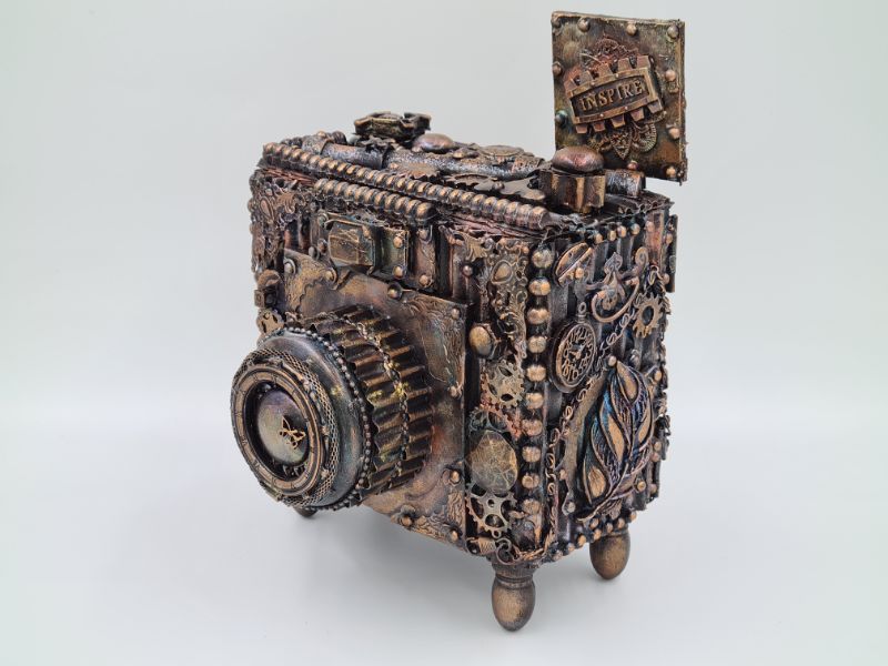 Steampunk Camera made from cardboard and recycled materials