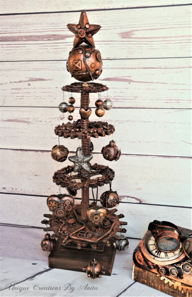 Cardboard steampunk gears christmas tree